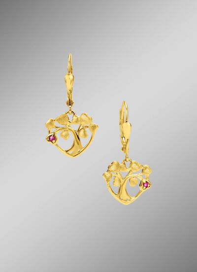 Vergoldete Ohrringe mit Rubin 