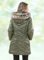 Longjacke mit abnehmbarem Kunstpelz-Besatz 