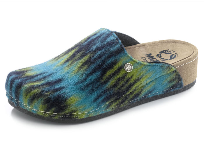 Mubb Pantoffel aus Wollfilz BLAU-BUNT