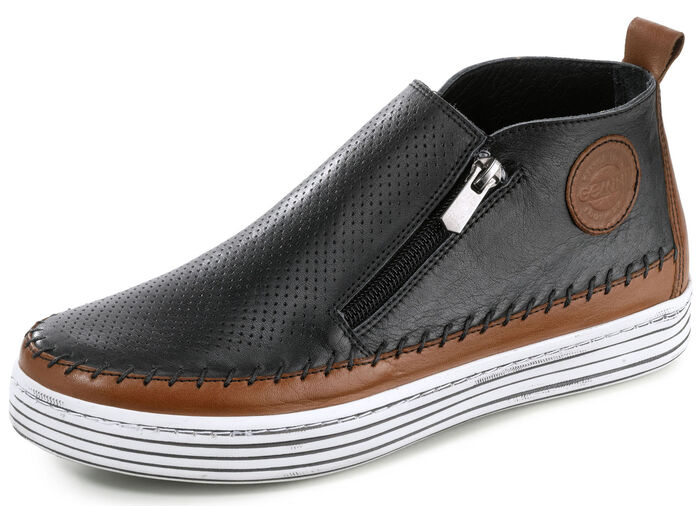 Gemini Bootie aus Rind-Nappaleder mit Zierperforation SCHWARZ-BRAUN