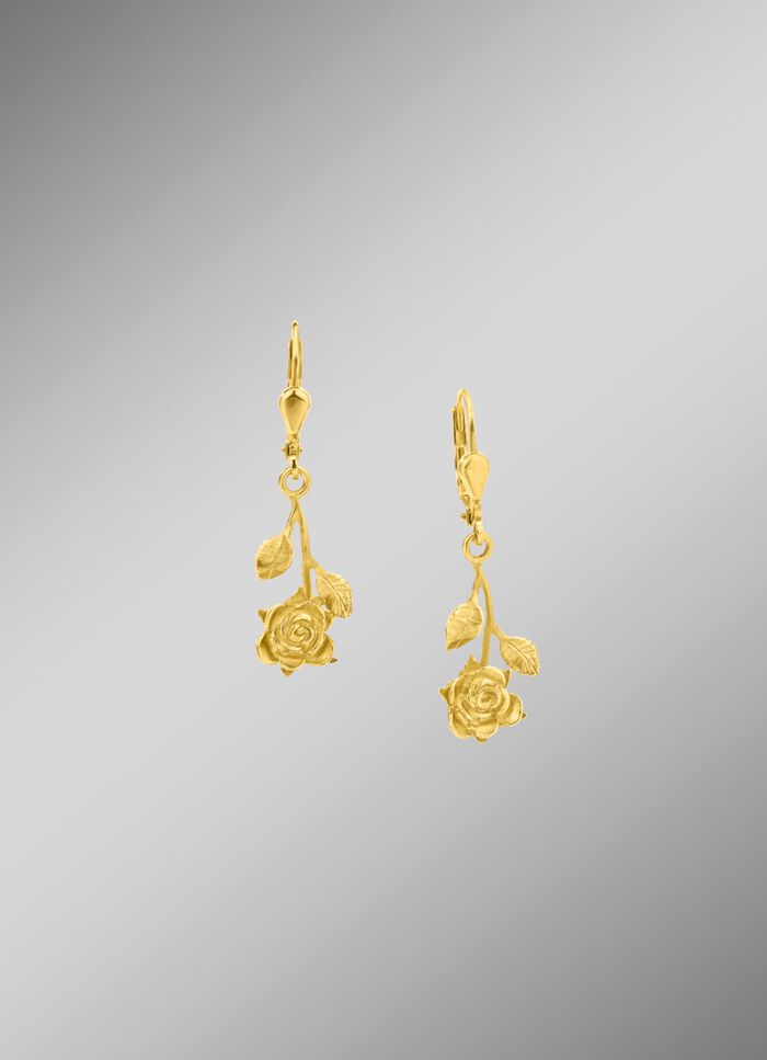 Romantische Ohrringe Rose, beweglich, mit Struktur 