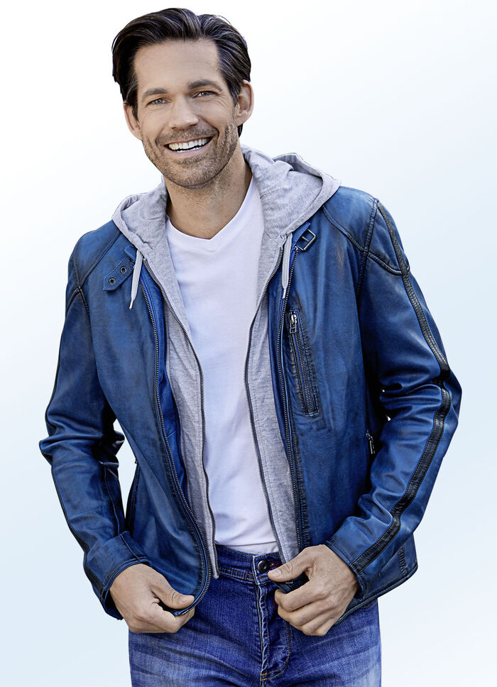 Lederkurzjacke mit abtrennbarem Sweateinsatz 