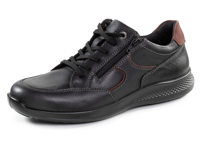 Schn&uuml;rschuh aus Nappaleder mit Nubukleder-Bes&auml;tzen SCHWARZ-BORDEAUX