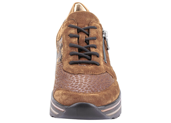 Waldläufer Schnürschuh mit Stretchmaterial im Ballenbreich COGNAC
