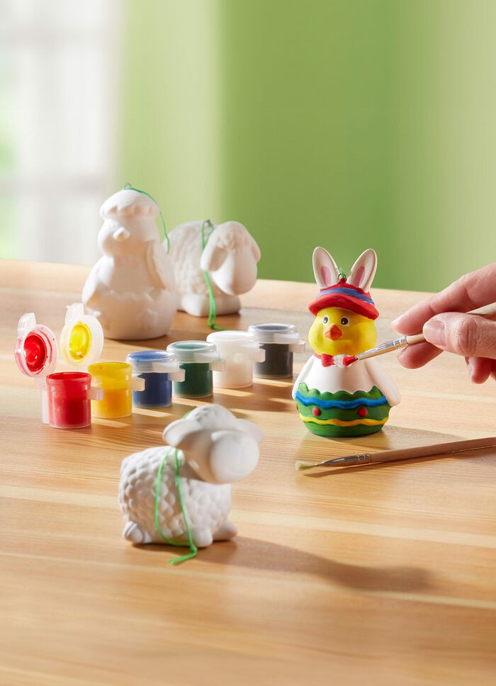 Mal-Set mit Osterfiguren aus Keramik 