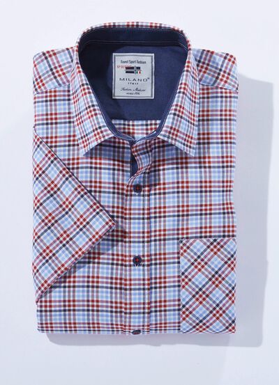 Kariertes "Milano Italy"-Hemd in 4 Farben 