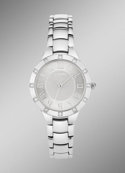 Quarz-Damenuhr von Pools mit Diamant-L&uuml;nette 