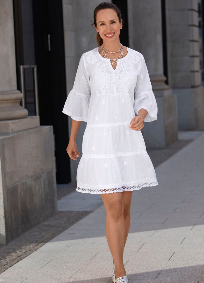 Kleid, 2-tlg. mit Ton-in-Ton Stickerei 