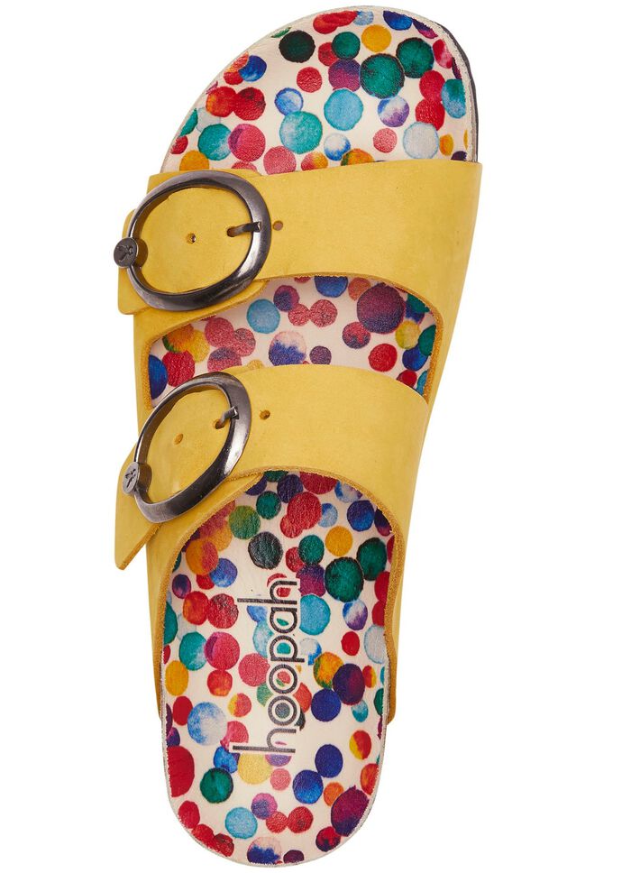 Andrea Conti Pantolette mit bunt bedrucktem Lederfu&szlig;bett GELB