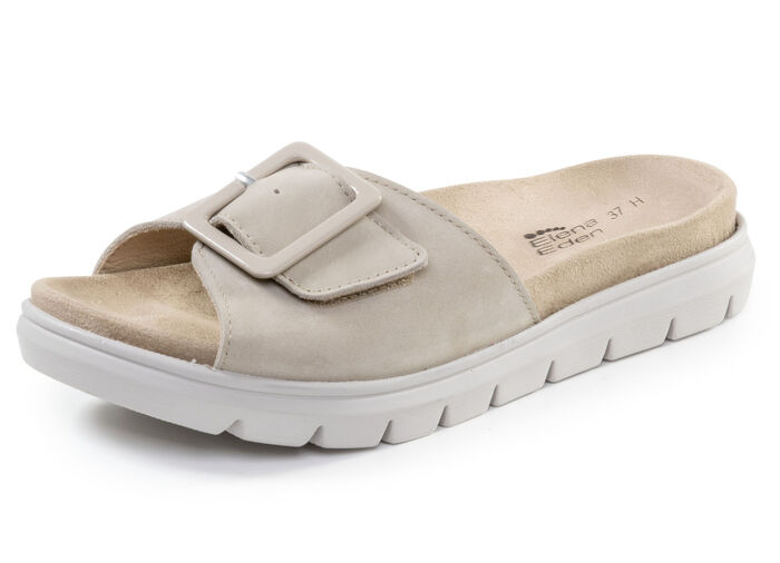 ELENA EDEN, stylische Damen-Pantoletten, Weite H, mit herausnehmbarem Fußbett BEIGE