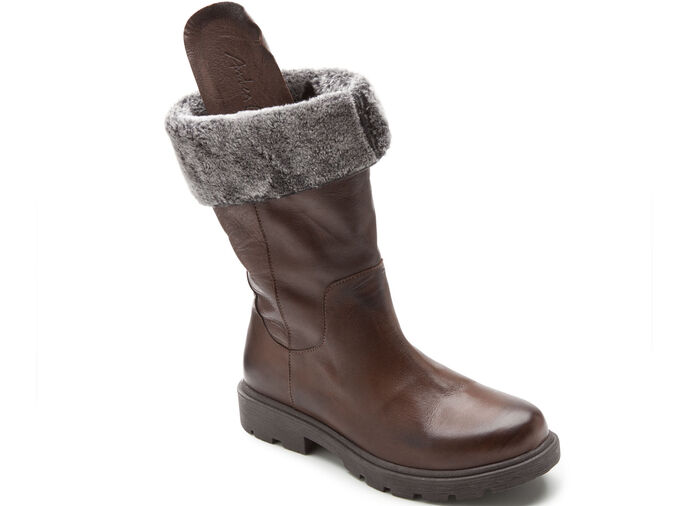 Andrea Conti Stiefel mit flauschigem, umschlagbaren Kragen BRAUN