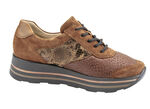 Waldläufer Schnürschuh mit Stretchmaterial im Ballenbreich COGNAC