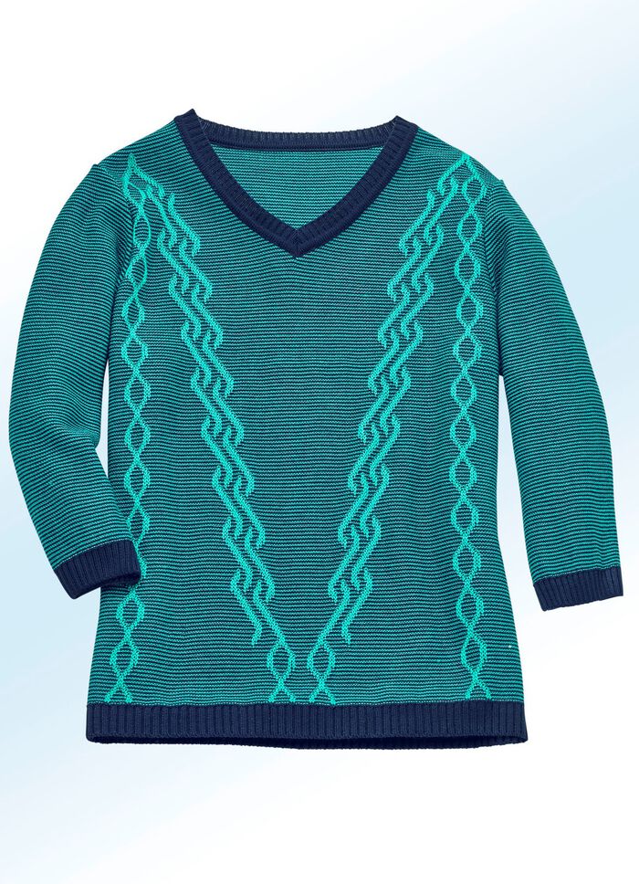 Pullover mit feinem Ringeldessin JADEGR&Uuml;N-MARINE