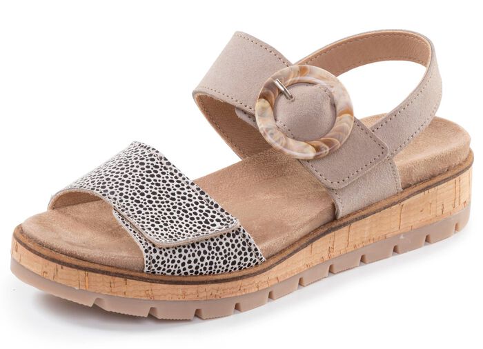 ELENA EDEN, modische Damen-Sandalen, Weite H, mit herausnehmbarem Fußbett SAND-BEIGE