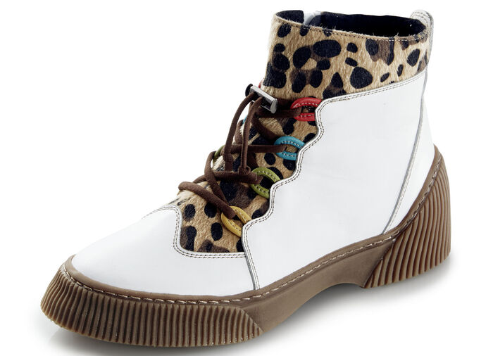 Interessante Stiefelette in 2 Farben mit herausnehmbarem Fußbett, Weite G WEISS