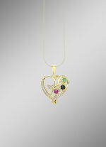 Romantischer Herz-Anhänger mit Edelsteinen und Diamant 