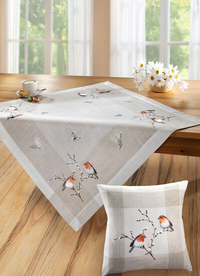 Tisch- und Raumdekoration mit Rotkehlchen-Motiv 