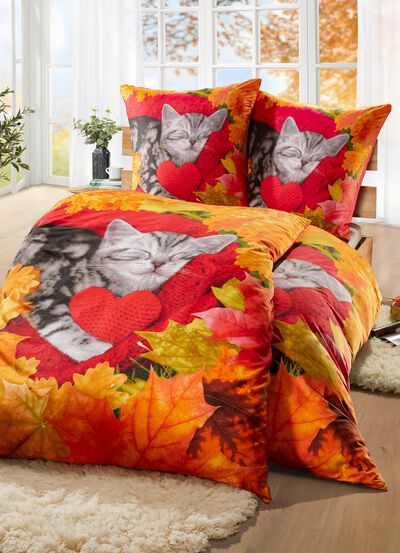 Herbstliche Bettw&auml;sche-Garnitur in Microfaser-Qualit&auml;t 