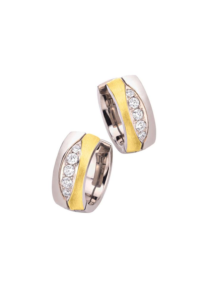 Klappcreolen in Bicolor mit synth. Zirkonia 