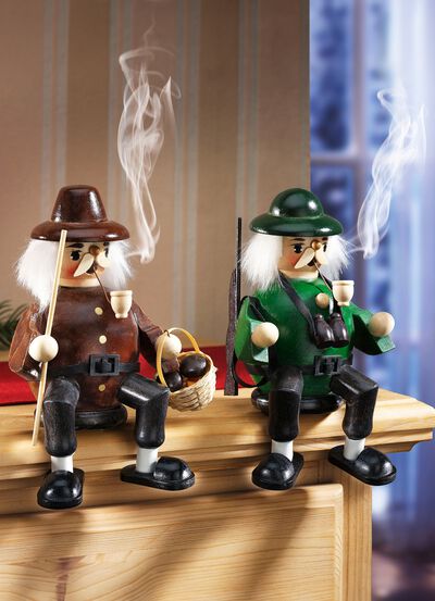 R&auml;ucherm&auml;nnchen, 2er-Set, aus Holz 