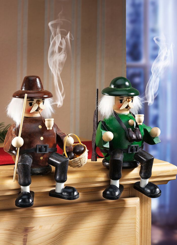 R&auml;ucherm&auml;nnchen, 2er-Set, aus Holz 