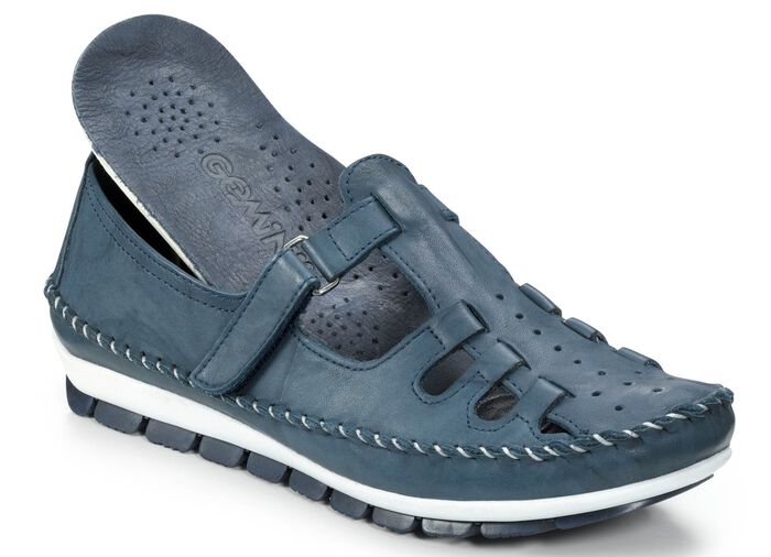 Gemini, klassische Damen-Slipper, Weite G, mit herausnehmbarem Fu&szlig;bett MARINE