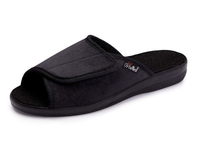 Pantoffel aus Veloursmaterial SCHWARZ