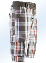 Bermudas mit Gürtel und Cargotaschen in 2 Farben OLIV-WEISS
