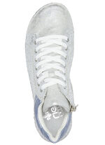 Rieker Schnür-Bootie aus originell bedrucktem Synthetikmaterial SILBERGRAU-BLEU