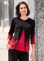 Pullover in Twinset-Optik SCHWARZ-ROT