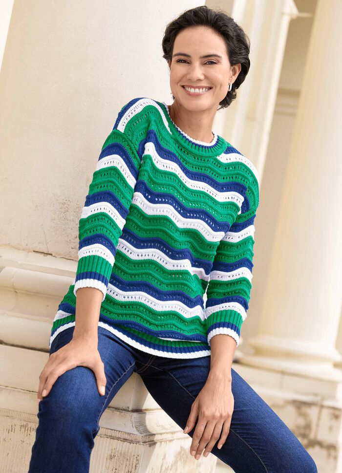 Pullover mit Wellen-Ringeldessin 