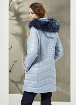 Longjacke mit jeansblauem Zierstepp