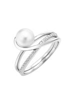 Damenring mit S&uuml;&szlig;wasser-Zuchtperle und synth. Zirkonia 