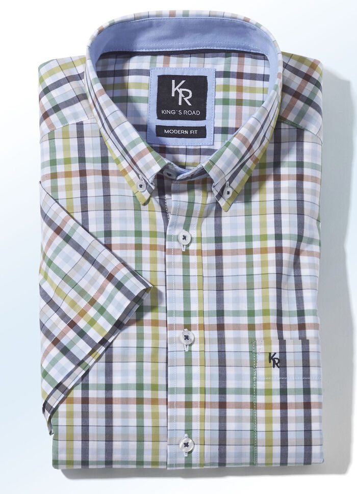 "King's Road"-Hemd in 4 Farben GRÜN-MARINE KARIERT
