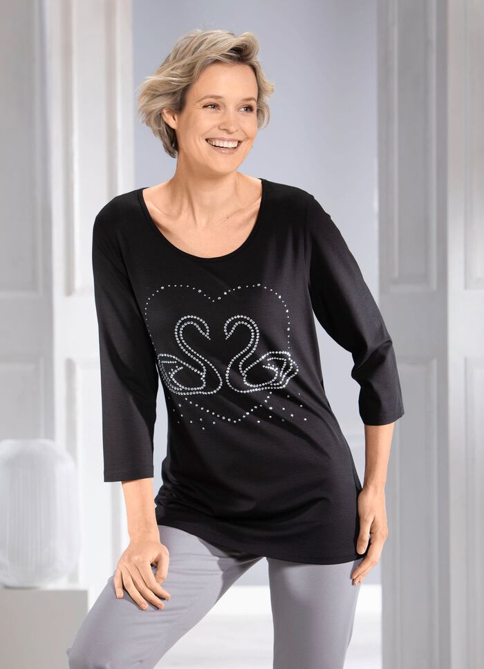 Shirt mit edler Strasszier SCHWARZ