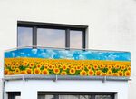 Balkonsichtschutz mit Sonnenblumen-Motiv 