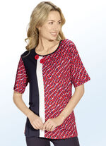 Allover gemustertes Shirt mit Zierknöpfen 