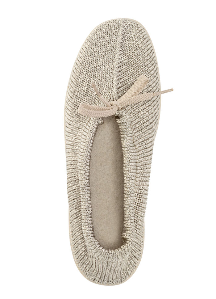 Slipper aus elastischem Strickmaterial mit Schnürung GOLDBEIGE