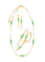 Schmuckset, 3-teilig, aus Messing mit Kristallsteinen 