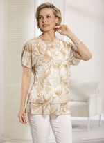 Doppellagiges Shirt in 2 Farben  HELLBRAUN-BEIGE-ECRU