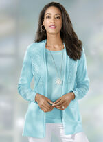 Strick-Twinset mit Mustermix AQUA