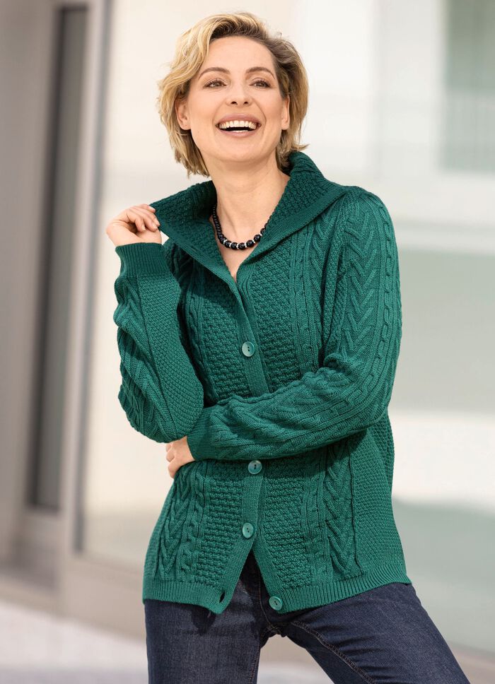 Strickjacke in Strukturmix DUNKELGR&Uuml;N
