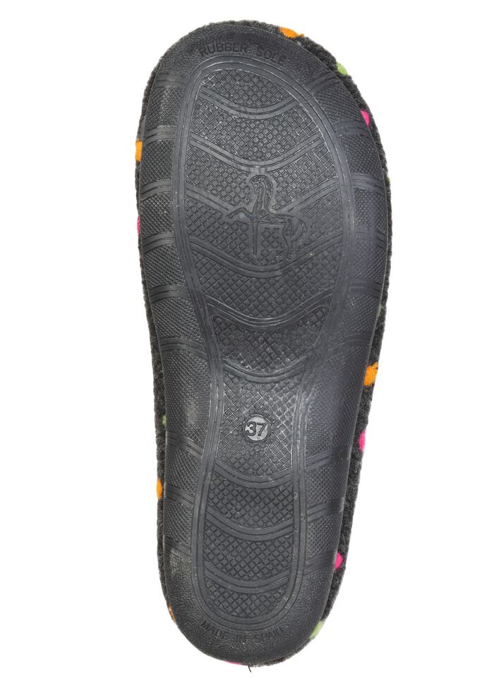 Laurina, klassische Damen-Hausschuhe, mit P&uuml;nktchen-Stickerei ANTHRAZIT