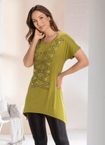 Longshirt mit &uuml;berschnittener Schulterpartie PISTAZIE