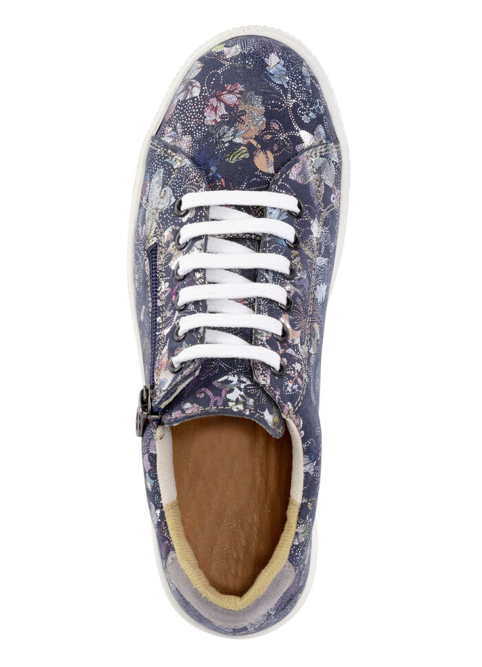 ELENA EDEN Schnürschuh aus effektvoll bedrucktem Nubukleder BLAU