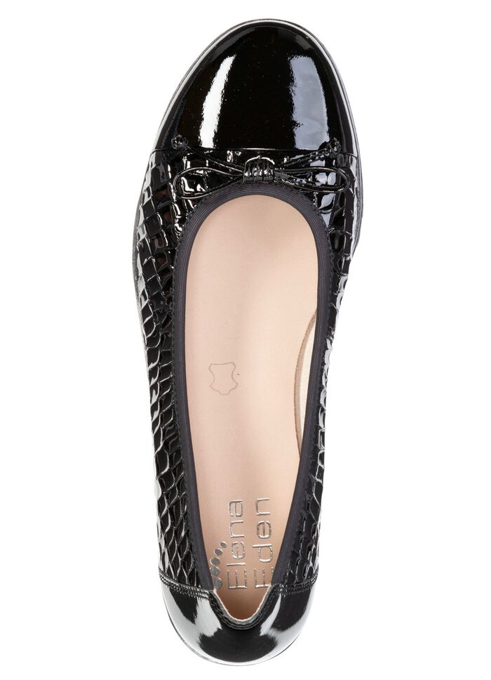 ELENA EDEN, elegante Damen-Ballerinas, Weite G, mit Gummizug SCHWARZ
