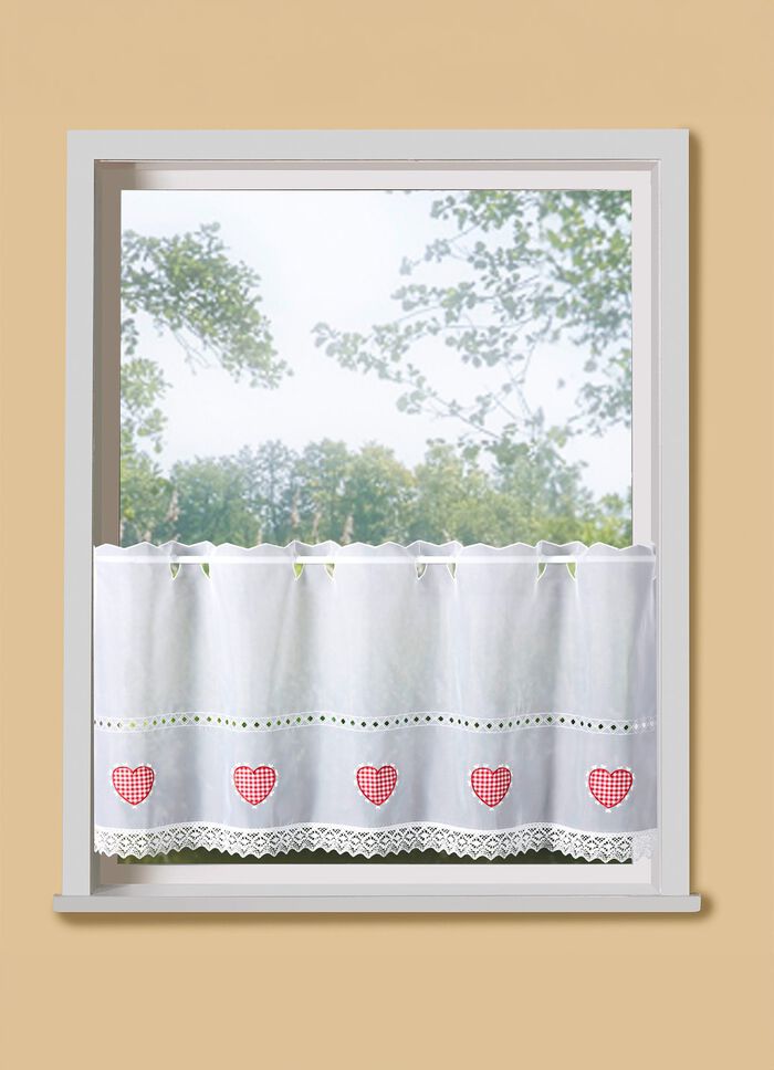 Kurzstore mit Macram&eacute;-Abschluss und Stangendurchzug 