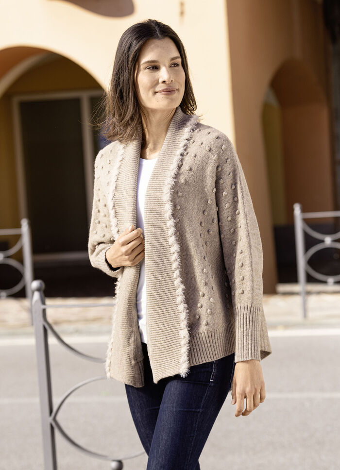 Strickjacke in leichter Fledermausform SAND MELIERT