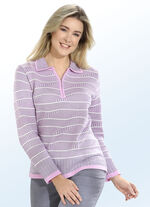Pullover mit Strukturmix ROSÉ-GRAU-CREME