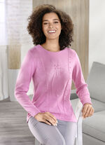 Pullover mit aufwendiger Strukturblüte ROSÉ